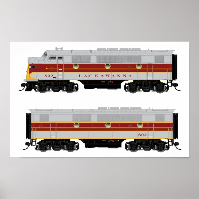 Poster Locomotive Lackawanna Diesel F3 A-B Set (Devant)