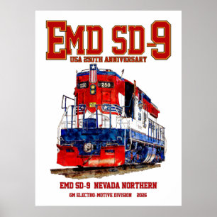 Poster Locomotive patrimoniale EMD SD-9 USA 250e annivers