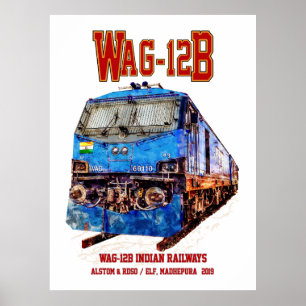 Poster Locomotive WAG-12B. Train de fret des chemins de f