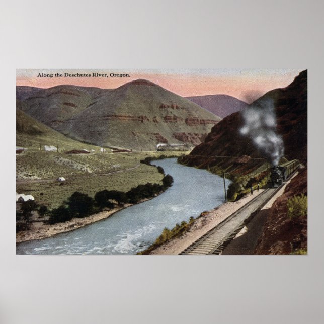 Poster Locomotives à vapeur sur la voie (Devant)