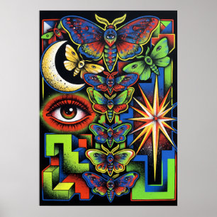 Poster L'œil de papillons célestes Art Psychédélique de L