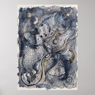 Poster L'œuvre d'art murale de la rivière d'ardoise aux v