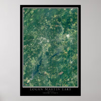Logan Martin Lake Alabama Carte de l'affiche satel