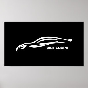 Poster Logo blanc de silhouette de coupé de genèse