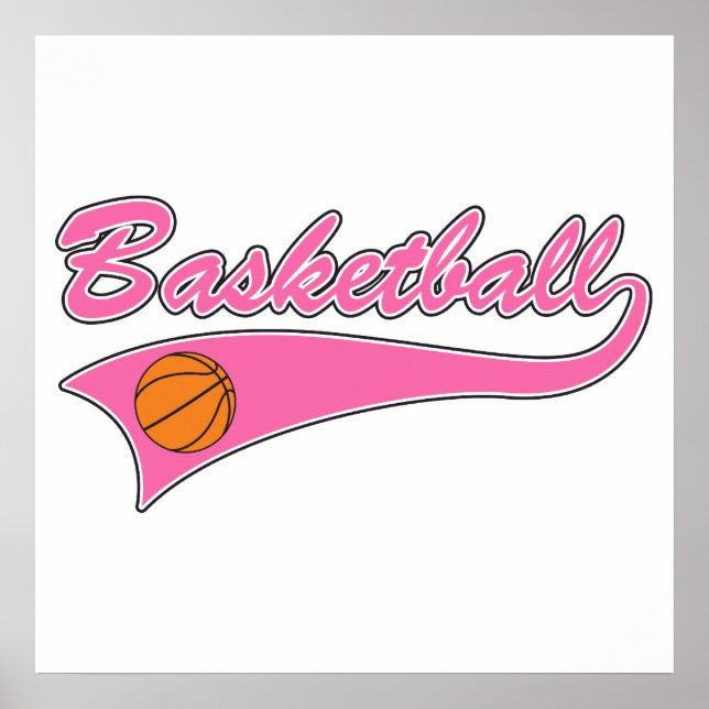 Poster logo de basket-ball femmes roses filles (Devant)