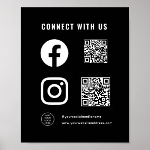 Poster Logo de code QR Suivez Scan Connect With Us