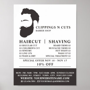 Poster Logo de la barbe, Barbiers hommes publicité