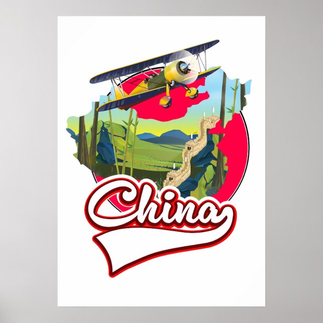 Poster Logo de la carte de voyage en Chine (Devant)