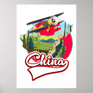 Poster Logo de la carte de voyage en Chine