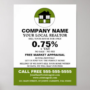 Poster Logo de la maison, Realtor, Agent immobilier publi