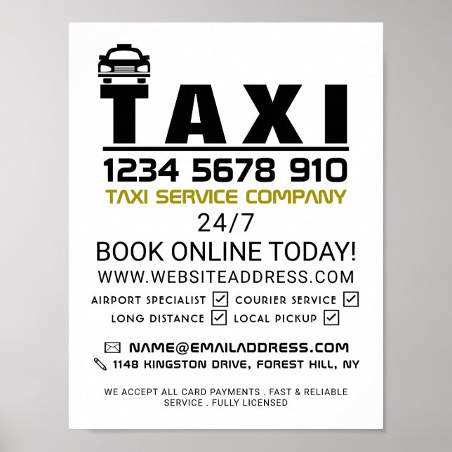 Poster Logo de la société de taxi, publicité de la sociét (Devant)