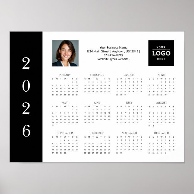 Poster Logo de l'entreprise 2026 photo Calendrier du mur  (Devant)