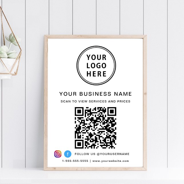 Poster Logo de l'entreprise Code QR Médias sociaux (Créateur téléchargé)