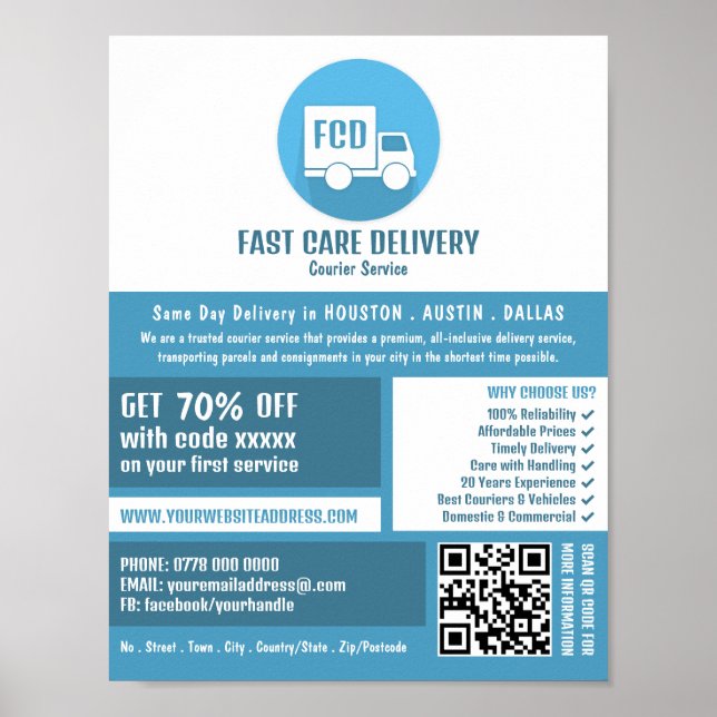 Poster Logo de livraison par messagerie, publicité des se (Devant)