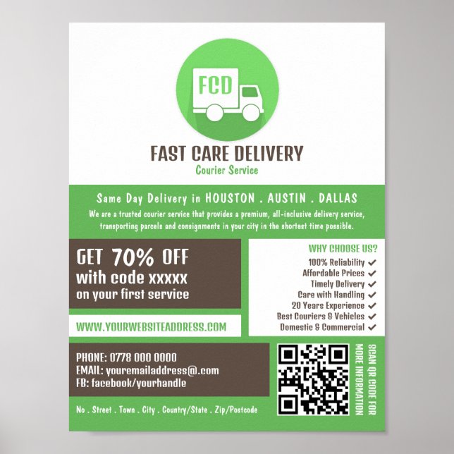 Poster Logo de livraison par messagerie, publicité des se (Devant)