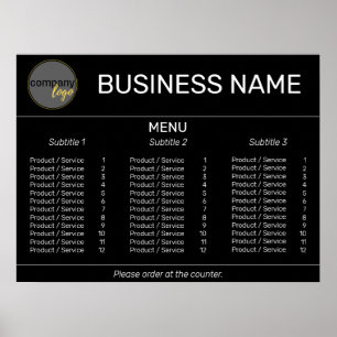 POSTER LOGO DE MARQUE SIMPLE NOIR POUR ENTREPRISE MENU LI