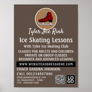 Poster Logo de patinage sur glace, leçons de patinage sur