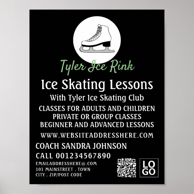 Poster Logo de patinage sur glace, leçons de patinage sur (Devant)