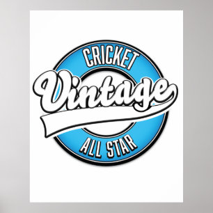 Poster Logo de toutes les étoiles Vintage cricket