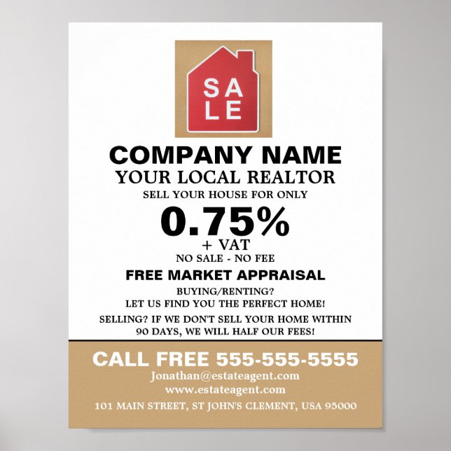 Poster Logo de vente maison, Realtor, Agent immobilier pu (Devant)