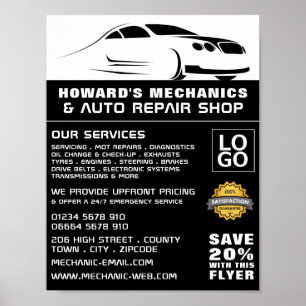 Poster Logo de voiture élégant Auto mécanique et réparati