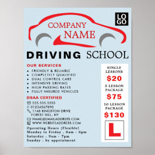 Poster Logo de voiture rouge, école de conduite, instruct