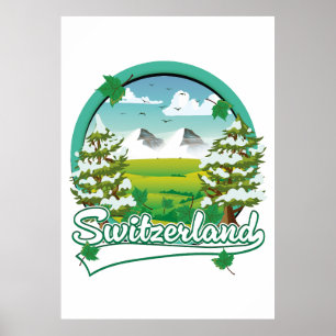Poster Logo de voyage rétro Suisse