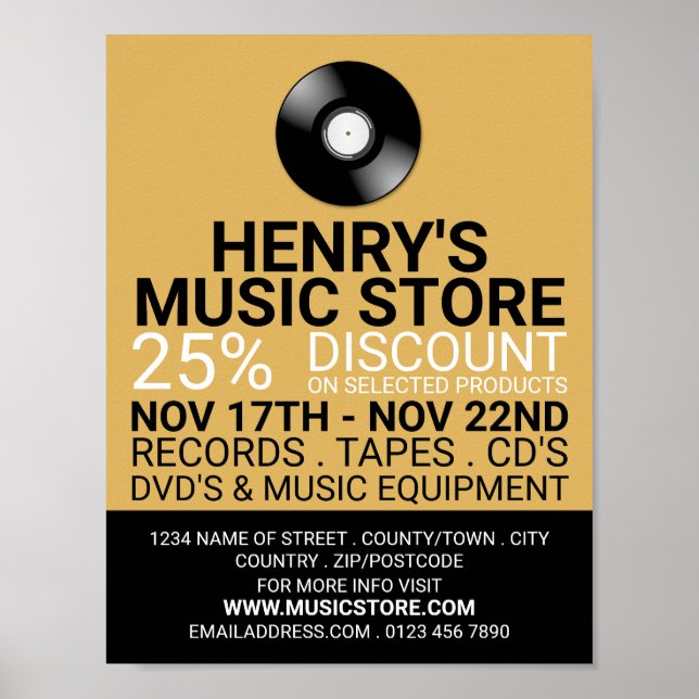 Poster Logo d'enregistrement, Boutique de musique publici (Devant)