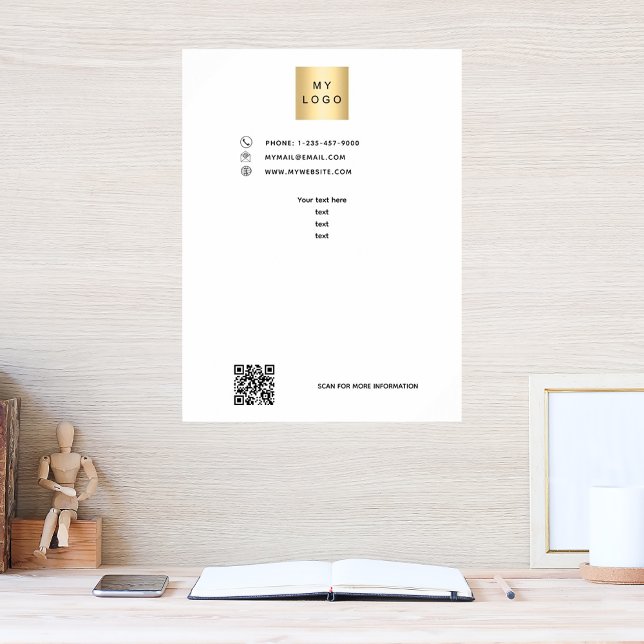 Poster Logo d'entreprise code qr texte personnalisé (Créateur téléchargé)