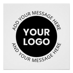 Poster Logo d'entreprise et texte modifiable blanc et noi