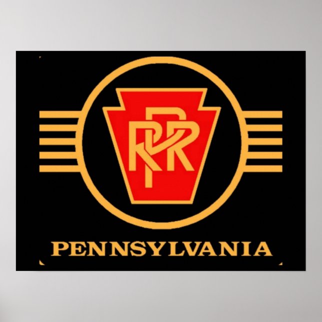 Poster Logo du chemin de fer de Pennsylvanie, noir et or (Devant)