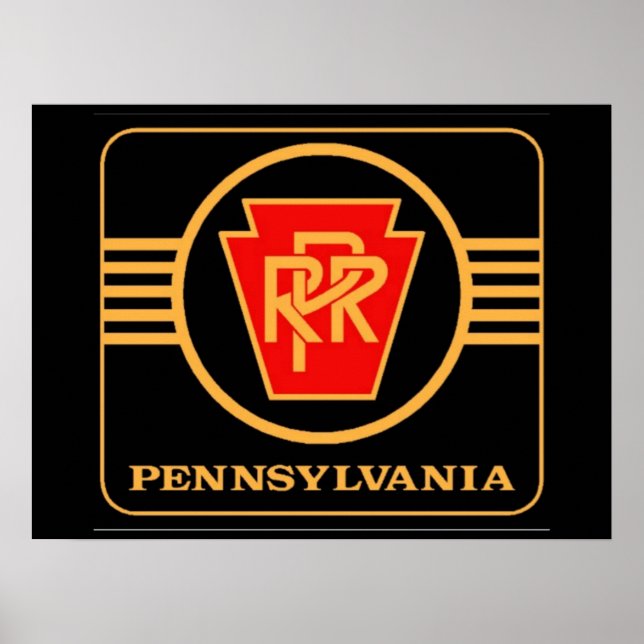 Poster Logo du chemin de fer de Pennsylvanie, noir et or (Devant)