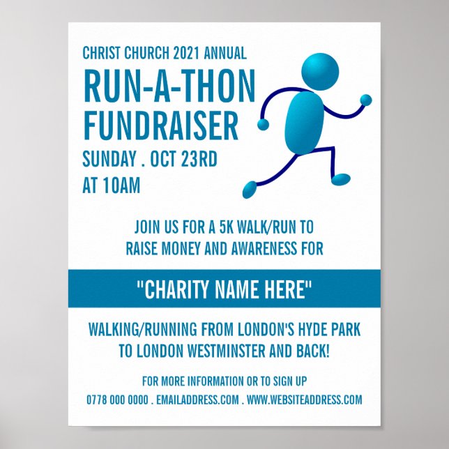Poster Logo du coureur, événement Charity Run-Walk-a-Thon (Devant)