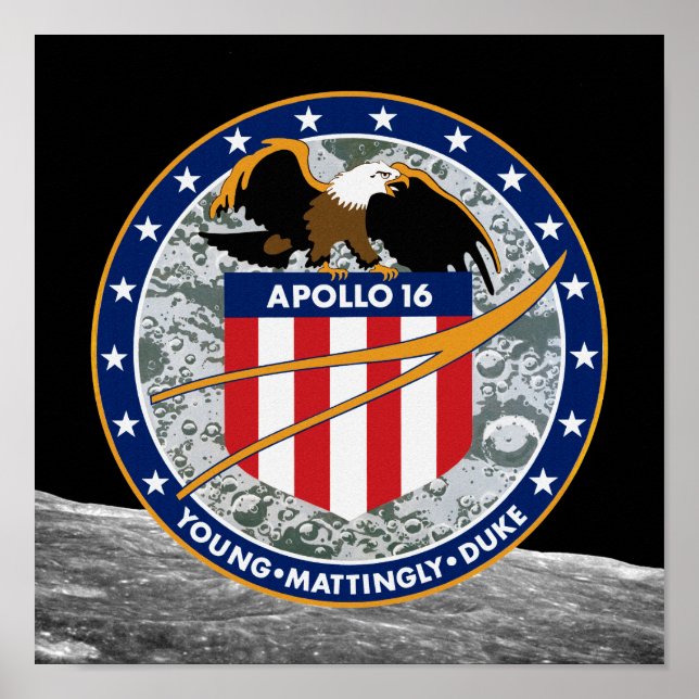 Poster Logo du patch de mission Apollo 16 NASA (Devant)