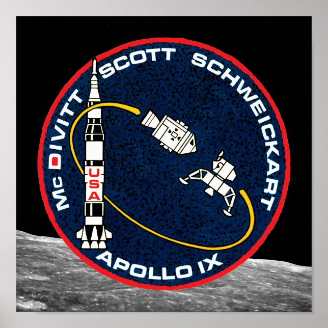 Poster Logo du patch de mission NASA Apollo 9 (Devant)