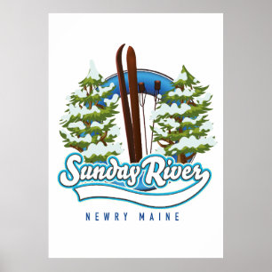 Poster Logo du ski de Sunday River Newry Maine