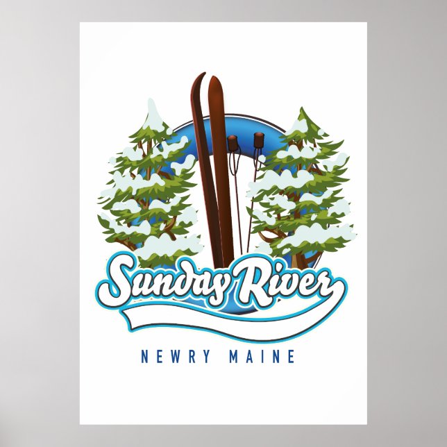 Poster Logo du ski de Sunday River Newry Maine (Devant)