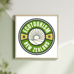 Poster Logo écotourisme Nouvelle-Zélande Green Slow Trave