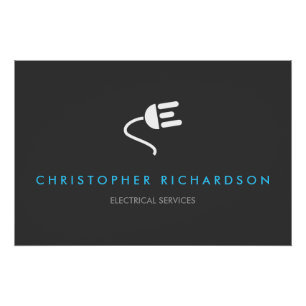 POSTER LOGO ÉLECTRICIEN LOGO MODERNE GRIS/BLEU LOGO