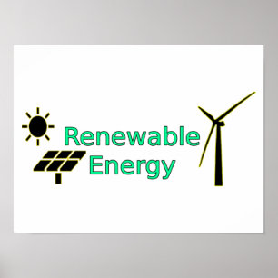 Poster Logo Énergie renouvelable Panneaux solaires Turbi