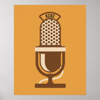 Poster Logo Microphone Radio Station avec nom