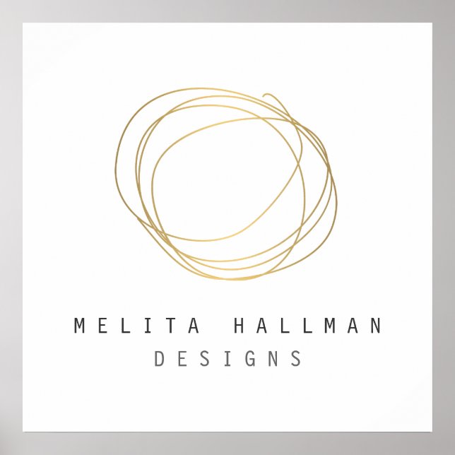 Poster Logo minimaliste et moderne Gold Designer Scribble (Devant)