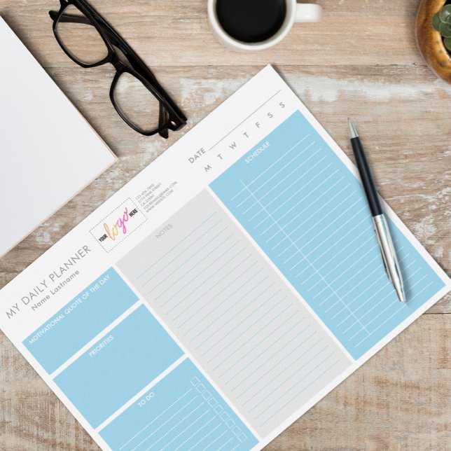 Poster Logo moderne bleu imprimable Planificateur quotidi (Créateur téléchargé)