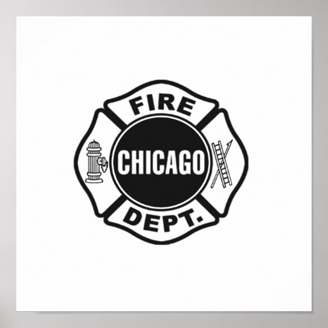 Poster Logo noir du service incendie de Chicago (Devant)