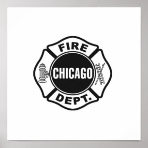 Poster Logo noir du service incendie de Chicago
