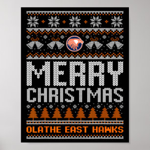 Poster Logo Olathe East Hawks Joyeux Noël Douleur moche