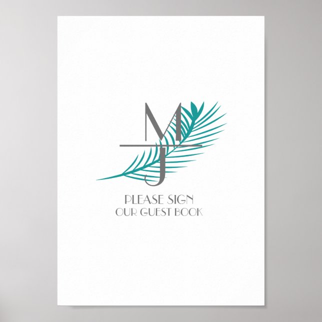 Poster Logo Palm Leaf Mariage tropical Logo Signal (Devant)