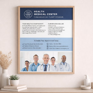 Poster Logo personnalisé Photo QR Clinique de santé Médec