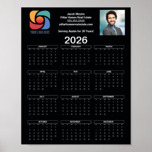 Poster Logo professionnel personnalisé Black 2026 Calendr