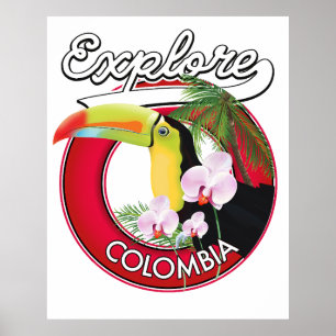 Poster Logo rétro Explore Colombia